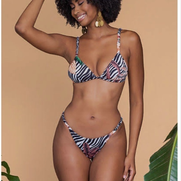 New! Ochie tropical zebra floral print bikini bottom 12921 - Picture 2 of 8